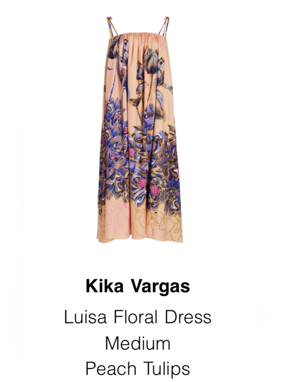 Kika Vargas Peach with Blue & Purple Floral Border Dress